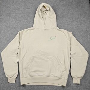 Yellow Label Co Hoodie Mens Small White Flower Helmet Graphic Fleece Pullover